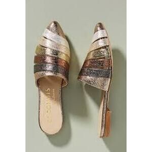 Anthropologie Coconuts by Matisse Wild One Metallic Slides Size 8 Closed Toe